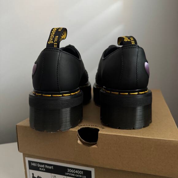 New Dr. Martens 1461 Leather Heart Platform Shoes Black Toecap Stitch Sz 8 - Picture 6 of 10